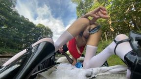 Outdoor sissy bimbo slut rough buttfuck