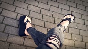 crossdresser shows his feet