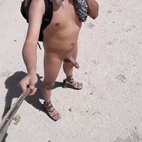 Cute naked trans in public wearing mini dress and heels with very hot ass enjoying pleasure