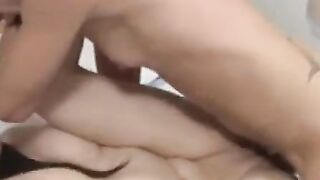 Naturally Big Titted Dark Haired Banged Missionary Style by Huge Dicked Gf