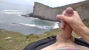 Big Beautiful Big Fat Cock Gets Handjob on the Beach with Gorgeous Sea Views