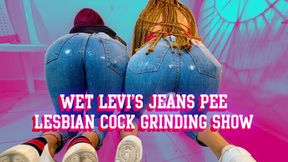 WET LEVI'S PEE — Lesbian Jeans Licking And Cock Grinding [FHD]