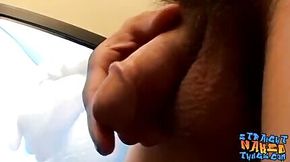 Skinny Wiley strokes straight cock before cumshot