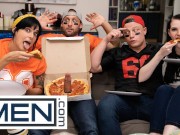 MEN - Dom King Sticks His Cock Through The Pizza Box For Some Blowjob Action With Logan Aarons