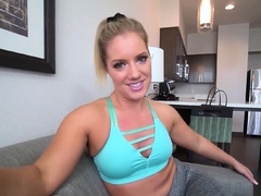 Big booty MILF stepmom hops onto a cock after training