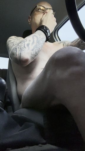 Gay Slave Driving Naked Through the City