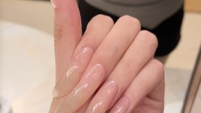 #217 - Long natural nails show in mirror