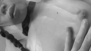 Vulgar Japanese teenagers with gigantic titted teases and fingered her unshaved twat