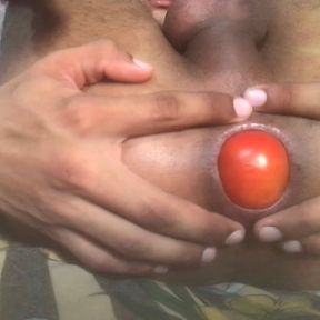 Indian Boy Takes Tomato In The Ass