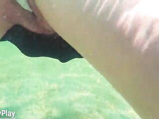 Creampie underwater - Stranger cum inside my snatch on the beach