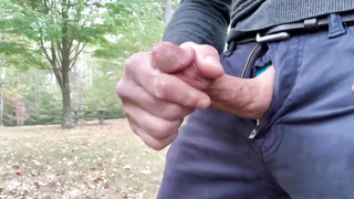 Wanking my supah rigid meatpipe in public at the park on the bench, jizzing in public