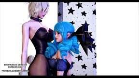 Gwen Dominates Hyuna in Steamy League of Legends MMD Fantasy