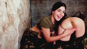 Military lesbians play with themselves online to collect some cash