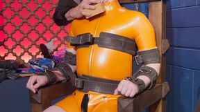 Orange Latex Sponge Gag: Long Denial & Throne Restraint HD 720p