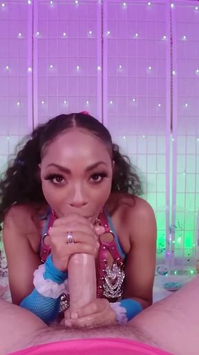 Hot Ebony Babe Cali Caliente Deepthroating Big Cock POV