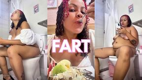 Gassy Chubby Girl Farting After Eating Ice Cream and Milkshake Big Bloated Belly