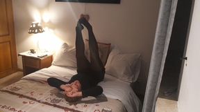 Selena's bed games in pantyhose