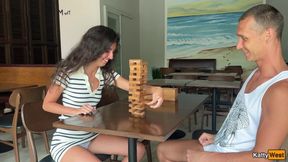 Stepsister Lost Her Ass in a Game of Jenga and Got a Dick in Anal