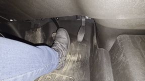 Evalynn Driving the Loaner Truck Hard in Grey Booties