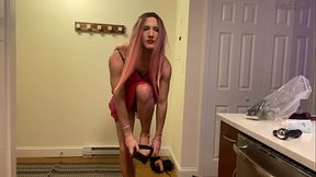 Feminized Crossdresser uses Vibrator