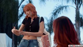 Big tits redhead ex lesbian gfs kiss and lick shaved pussy
