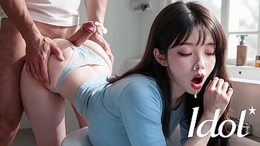 My stepbrother fucks his asian sister in the bathroom [AI]
