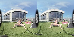 Summertime Naked Teen Sunbathing Babe Margarita Enjoying Herself In Bubbles In Sun