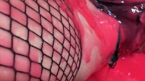 kinky dark, dirty disused building. gunged in black stockings and suspenders wam