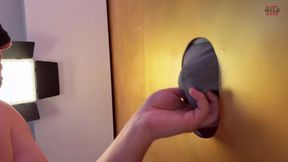 Hairy straight cock sucked at the gloryhole