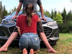 Amateur blowjob outdoor