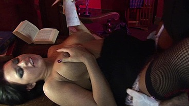 He keeps his rubber gloves on so as to not leave a trace of the fact that he's fucked the...