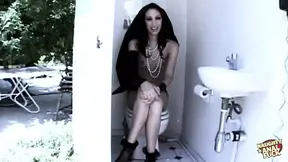 Alluring songstress in skinniest lingerie performs on sex toys