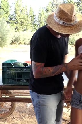 The girl with big melons, fucks next to watermelons!