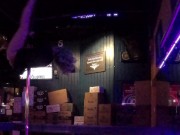 Quality time in a gentlemen's club, horny stripper bets lap dance and plays