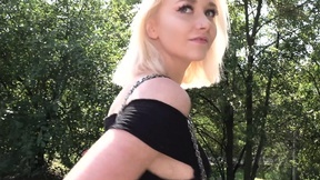 Pretty blonde babe Marilyn Sugar gets fucked in the woods