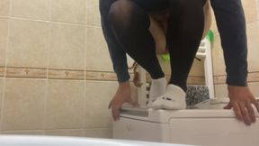 Hot solo boy wanks it to thigh highs and ankle socks