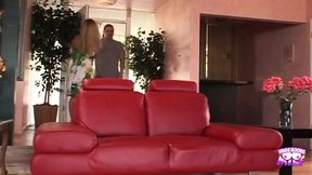 Crazy flaxen-haired lady goes down on cock and rides it in cowgirl