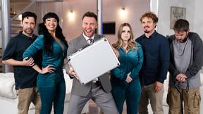 ”Buxxom big boobs Stepmommies fuck stepfamily to win prize on a game show”