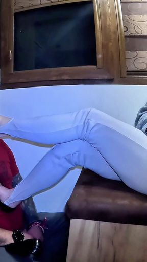 At the Mistress’s Feet.the Slave Worships Her Ballet Flats