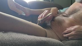Cumming on Silver Heels While Wearing Nylons