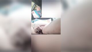 Jerking-off within the car beside the lake