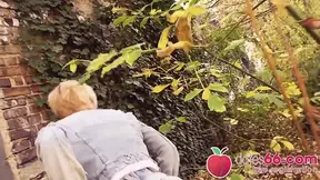 Dirty blonde milf and her public agent lover engage in outdoor session