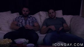 Good looking guys jerk each other off before having anal sex