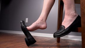 Side View Shoeplay Dangling Black Leather Loafers FootPlay - Kylie Jacobsx - MP4 4K HD