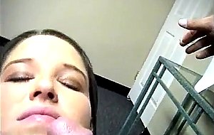 beautiful brunette kelli tyler sucks the cum from a cock MED