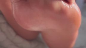 Pretty barefoot ebony uses her soles to give footjob, Ebony feet worship, ebony soles POV