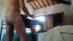 great blowjob and deepthroat action with oral creampie in condom latex catsuit and high heels