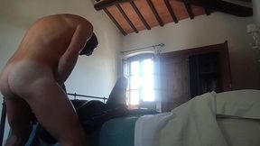 great blowjob and deepthroat action with oral creampie in condom latex catsuit and high heels