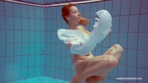 Sexy hot lustful teen beautiful babe Melisa Darkova swimming nude alone