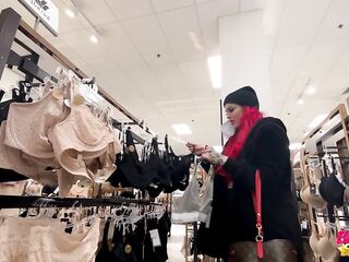Risky sex in Walmart - I SQUIRT in the changing room and cum on the floor